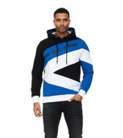 Sportlicher Hoodie für Herren im Color-Blocking-Style Kapuzen-Pullover Sweater 4727 Schwarz/Royal-Blau/Weiß