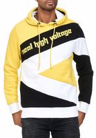 Sweat à capuche sportif pour homme, style color-block, pull à capuche, référence 4727, jaune/noir/blanc