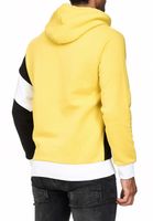 Sweat à capuche sportif pour homme, style color-block, pull à capuche, référence 4727, jaune/noir/blanc