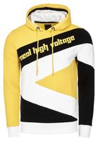 Sweat à capuche sportif pour homme, style color-block, pull à capuche, référence 4727, jaune/noir/blanc