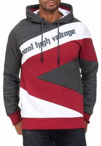 Sudadera deportiva con capucha para hombre en estilo color block, jersey con capucha 4727 antracita/blanco/burdeos
