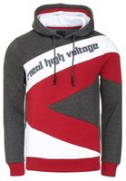 Sweat à capuche sportif pour homme, style color-block, pull à capuche 4727 anthracite/blanc/bordeaux