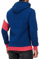 Sweat à capuche sportif pour homme, style color-block, modèle 4727, bleu marine/blanc/rouge