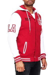 Sudadera/suéter con capucha estilo universitario informal para hombre 6876-1 Rojo/Blanco