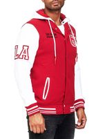 Sweat-shirt à capuche décontracté pour homme, style universitaire, 6876-1 Rouge/Blanc