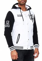 Sweat-shirt à capuche décontracté pour homme, style universitaire, réf. 6876-1 Blanc/Noir