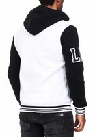 Sweat-shirt à capuche décontracté pour homme, style universitaire, réf. 6876-1 Blanc/Noir