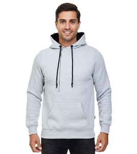 Felpa con cappuccio da uomo alla moda con cerniera laterale, felpa con cappuccio 7006 grigio melange