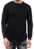 Urbanes Sweatshirt für Herren mit geripptem Ärmeldesign Pullover Sweater 19056 Schwarz