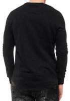 Urbanes Sweatshirt für Herren mit geripptem Ärmeldesign Pullover Sweater 19056 Schwarz