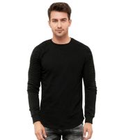 Urbanes Sweatshirt für Herren mit geripptem Ärmeldesign Pullover Sweater 19056 Schwarz