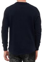 Urbanes Sweatshirt für Herren mit geripptem Ärmeldesign Pullover Sweater 19056 Marine-Blau