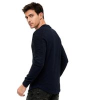 Urbanes Sweatshirt für Herren mit geripptem Ärmeldesign Pullover Sweater 19056 Marine-Blau