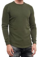 Urbanes Sweatshirt für Herren mit geripptem Ärmeldesign Pullover Sweater 19056 Khaki