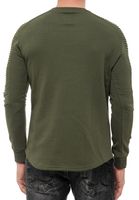 Urbanes Sweatshirt für Herren mit geripptem Ärmeldesign Pullover Sweater 19056 Khaki