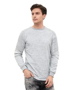 Urbanes Sweatshirt für Herren mit geripptem Ärmeldesign Pullover Sweater 19056 Grau Melange