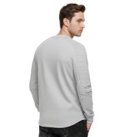 Urbanes Sweatshirt für Herren mit geripptem Ärmeldesign Pullover Sweater 19056 Grau Melange
