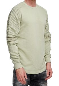 Urbanes Sweatshirt für Herren mit geripptem Ärmeldesign Pullover Sweater 19056 Hell Grün