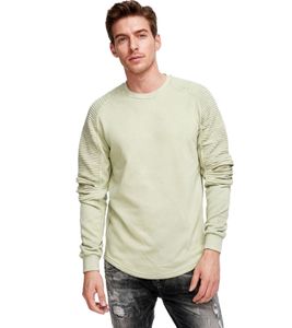 Urbanes Sweatshirt für Herren mit geripptem Ärmeldesign Pullover Sweater 19056 Hell Grün