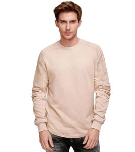 Urbanes Sweatshirt für Herren mit geripptem Ärmeldesign Pullover Sweater 19056 Hell Braun