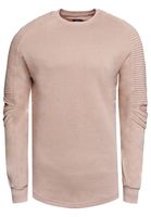 Urbanes Sweatshirt für Herren mit geripptem Ärmeldesign Pullover Sweater 19056 Hell Braun