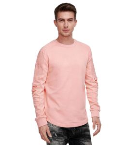 Urbanes Sweatshirt für Herren mit geripptem Ärmeldesign Pullover Sweater 19056 Rosa