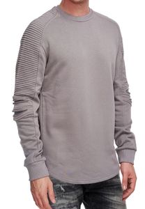 Urbanes Sweatshirt für Herren mit geripptem Ärmeldesign Pullover Sweater 19056 Dunkel Grau