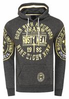 Felpa con cappuccio da uomo versatile con fantastiche stampe del marchio Felpa con cappuccio 19078 Antracite