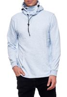Fashionable men's hooded sweater with integrated face mask, hoodie pullover 19139, blue melange