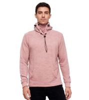 Fashionable men's hooded sweater with integrated face mask, hoodie pullover 19139, red melange