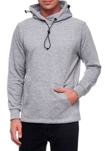 Fashionable men's hooded sweater with integrated face mask. Hoodie Pullover 19139 Grey Melange