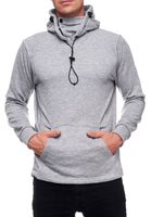 Fashionable men's hooded sweater with integrated face mask. Hoodie Pullover 19139 Grey Melange