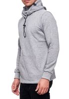 Fashionable men's hooded sweater with integrated face mask. Hoodie Pullover 19139 Grey Melange