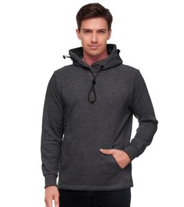 Modischer Kapuzen-Sweater für Herren mit intregrierter Mund-Nasen-Bedeckung Hoodie Pullover 19139 Anthrazit Melange