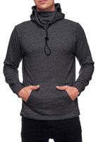 Fashionable hooded sweater for men with integrated face mask. Hoodie Pullover 19139 Anthracite Melange