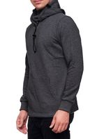 Fashionable hooded sweater for men with integrated face mask. Hoodie Pullover 19139 Anthracite Melange