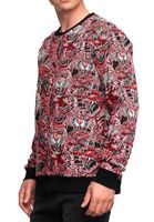 Lässiger Rundhals-Pullover für Herren mit extravagantem Tiger-Muster in Jacquard Sweatshirt Sweater 19147 Weinrot