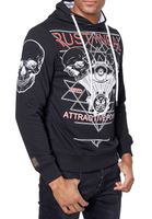 Cooler Hoodie für Herren Kapuzen-Pullover mit rockigem Print Sweater Sweatshirt 19148 Schwarz