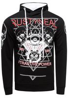 Cooler Hoodie für Herren Kapuzen-Pullover mit rockigem Print Sweater Sweatshirt 19148 Schwarz