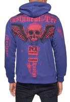 Stylischer Kapuzen-Sweater mit trendigen Print Hoodie für Herren Pullover Sweater 19149 Marine-Blau