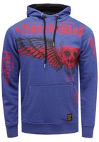 Stylischer Kapuzen-Sweater mit trendigen Print Hoodie für Herren Pullover Sweater 19149 Marine-Blau