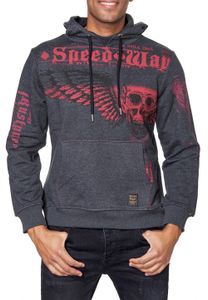 Stylischer Kapuzen-Sweater mit trendigen Print Hoodie für Herren Pullover Sweater 19149 Anthrazit