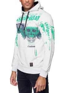 Stylischer Kapuzen-Sweater mit trendigen Print Hoodie für Herren Pullover Sweater 19149 Grau