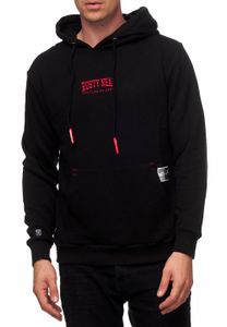 Cooler Kapuzen-Sweater für Herren Hoodie mit lässiger Kängurutasche Pullover Sweatshirt 19152 Schwarz
