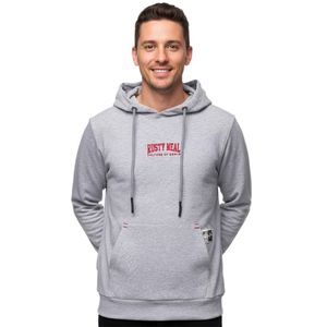 Cooler Kapuzen-Sweater für Herren Hoodie mit lässiger Kängurutasche Pullover Sweatshirt 19152 Grau Melange
