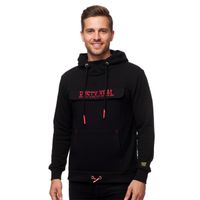 Kuscheliger Hoodie für Herren mit coolem Front-Detail Kapuzen-Pullover Sweater 19153 Schwarz