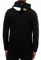 Sportlicher Kapuzen-Sweater für Herren mit großem Print und Schriftzug auf der Front Hoodie Pullover 19154 Schwarz