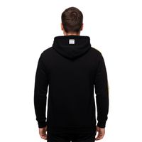 Sportlicher Kapuzen-Sweater für Herren mit großem Print und Schriftzug auf der Front Hoodie Pullover 19154 Schwarz