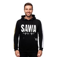 Sportlicher Kapuzen-Sweater für Herren mit großem Print und Schriftzug auf der Front Hoodie Pullover 19154 Schwarz