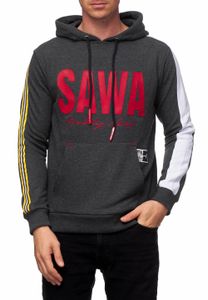 Sportlicher Kapuzen-Sweater für Herren mit großem Print und Schriftzug auf der Front Hoodie Pullover 19154 Anthrazit